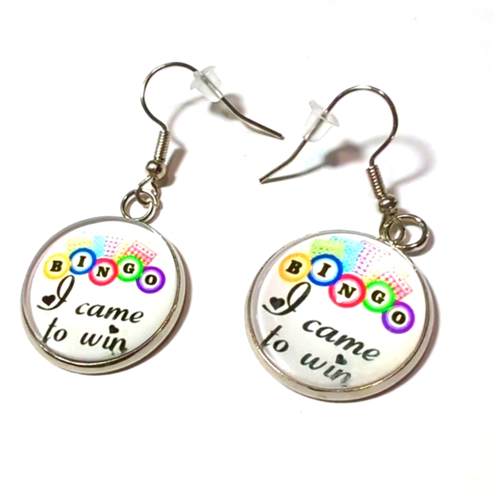 🧮Bingo Earrings "I Came To Win"  Bingo Player Lover Gift NWT